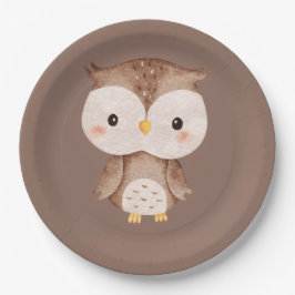 Cute Brown OWL ペーパープレート