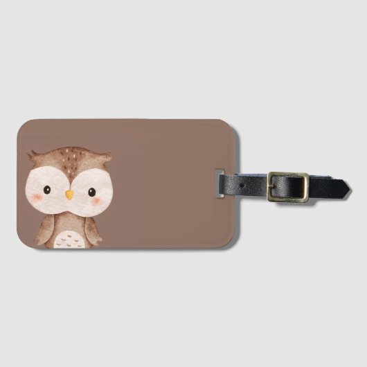 Cute Brown OWL ラゲッジタグ (正面横)