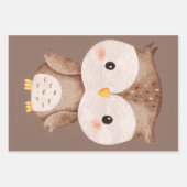 Cute Brown OWL ラッピングペーパーシート (正面3)