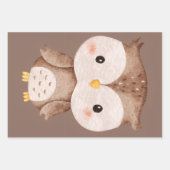 Cute Brown OWL ラッピングペーパーシート (正面)
