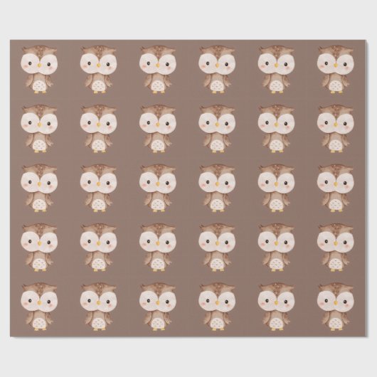 Cute Brown OWL ラッピングペーパー (フラット)