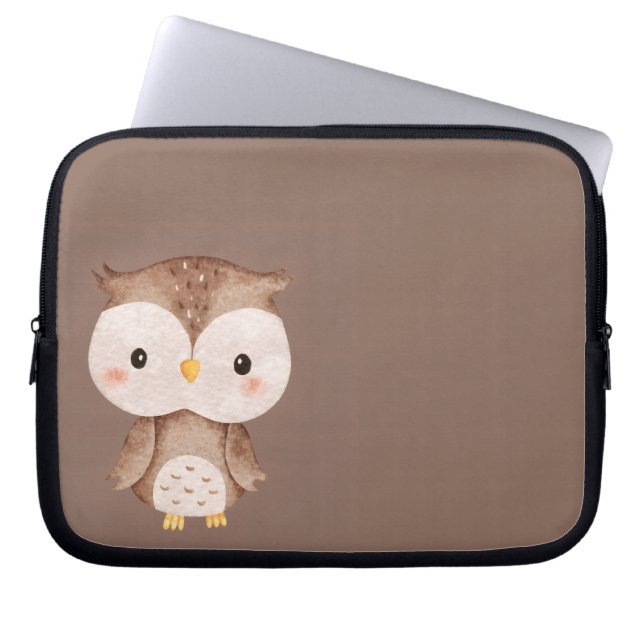 Cute Brown OWL ラップトップスリーブ (正面)