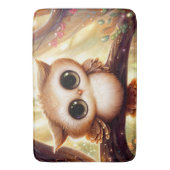 Cute brown owl on a branch バスマット (正面縦)