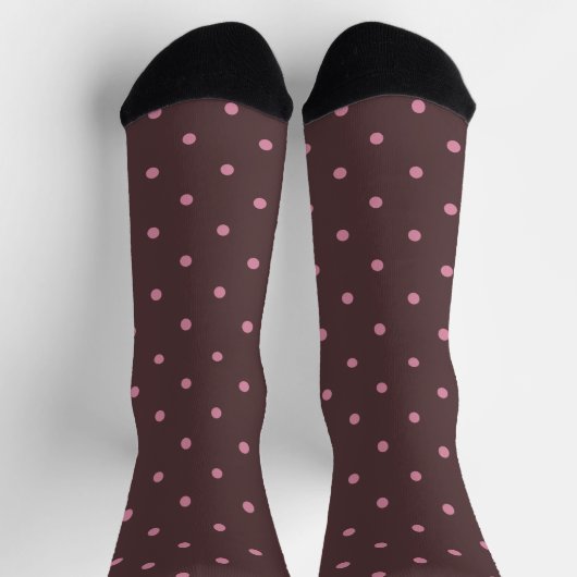Cute Brown & Pink Polkadots Pattern Boho Polka ソックス (上部)