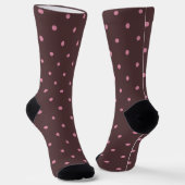 Cute Brown & Pink Polkadots Pattern Boho Polka ソックス (傾斜あり)