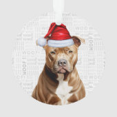 Cute Brown Pit Bull Dog Holiday Christmas Photo オーナメント (裏面)