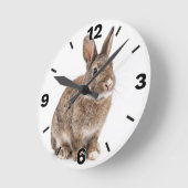 Cute Brown Rabbit Bunny Farm Nursery Decor ラウンド壁時計 (傾斜)
