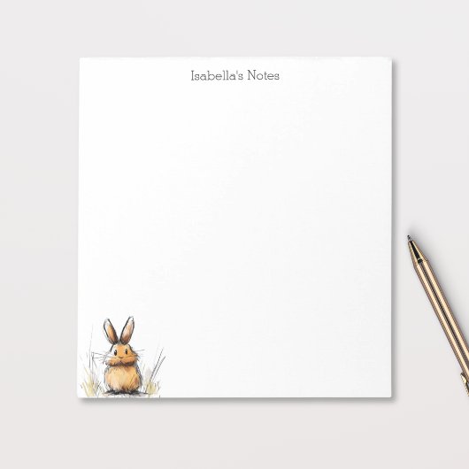 Cute Brown Rabbit Bunny Sketch Personalized ノートパッド