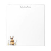 Cute Brown Rabbit Bunny Sketch Personalized ノートパッド (正面)