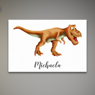 Cute Brown T-Rex Dinosaur with Roar Kid's Room ポスター