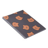 Cute Brown Teddy Bear Face Pattern Dark Blue ノートブック (右側)
