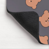 Cute Brown Teddy Bear Face Pattern Dark Blue マウスパッド (コーナー)