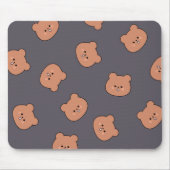 Cute Brown Teddy Bear Face Pattern Dark Blue マウスパッド (正面)