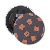 Cute Brown Teddy Bear Face Pattern Dark Blue 栓抜き (正面)