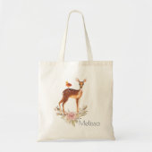 Cute Brown Watercolor Deer Rustic Elegance トートバッグ (正面)