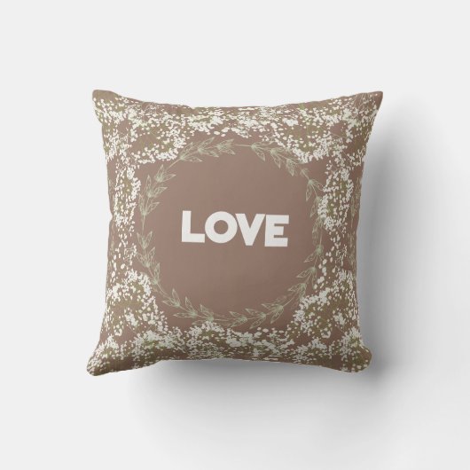 Cute Brown White Floral クッション (裏面)