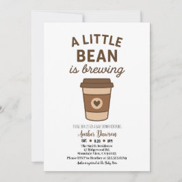 Cute Brown & White Neutral Coffee Baby Shower Anno 案内状