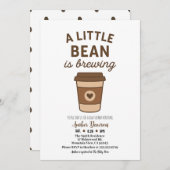 Cute Brown & White Neutral Coffee Bean Baby Shower 案内状 (正面/裏面)