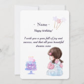 Cute Brunette Girl Personalized Birthday Card for  サンキューカード (正面)