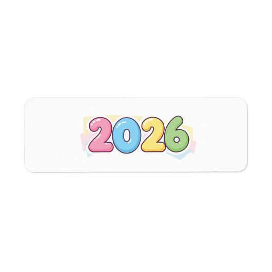 Cute Bubble 2026 Typography – Candy Gloss Pastel  ラベル (正面)