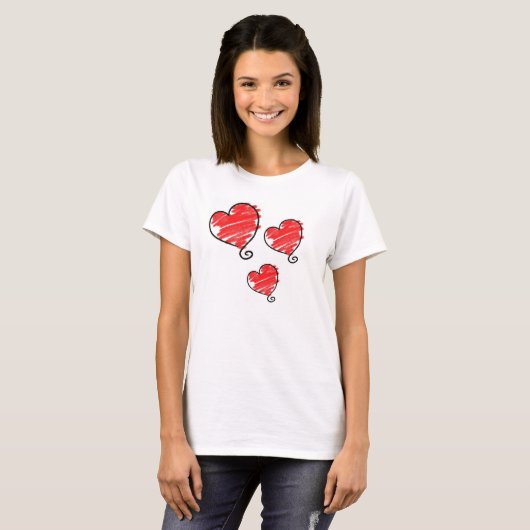 Cute Bubble Red Heart Tシャツ (正面フル)