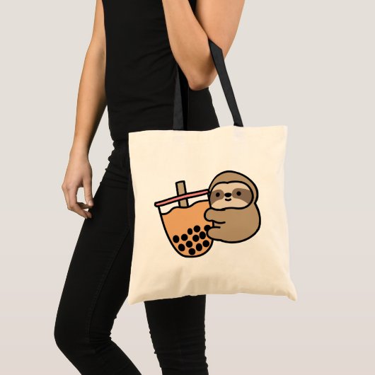 Cute Bubble Tea & Sloth トートバッグ (正面(商品))