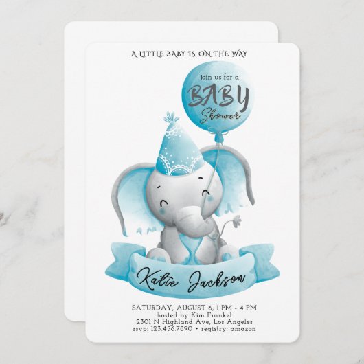 Cute Budget Baby Shower 招待状 (正面/裏面)