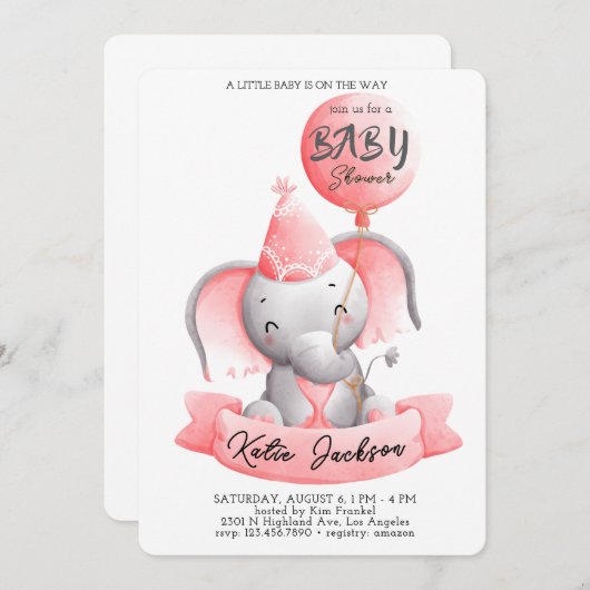 Cute Budget Baby Shower 招待状 (正面/裏面)