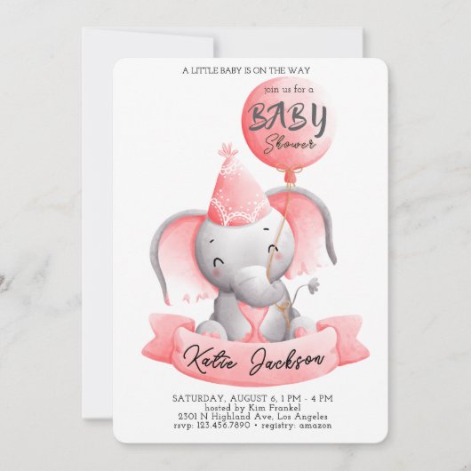 Cute Budget Baby Shower 招待状 (正面)
