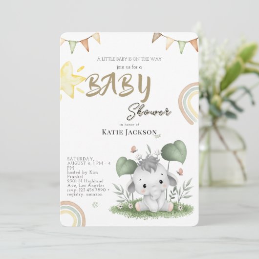 Cute Budget Baby Shower 招待状 (スタンド正面)