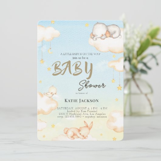 Cute Budget Baby Shower 招待状 (スタンド正面)