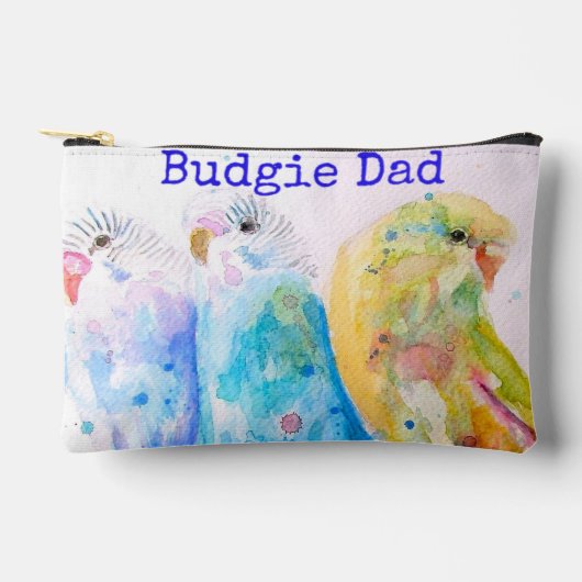 Cute Budgie Whimsical Watercolor Dad Fathers Day アクセサリーポーチ (正面)
