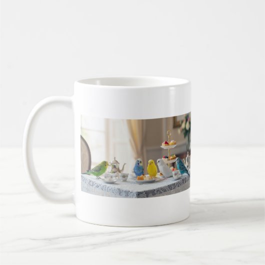 Cute Budgies High Tea Party Parakeet Lover Gift  コーヒーマグカップ (左)