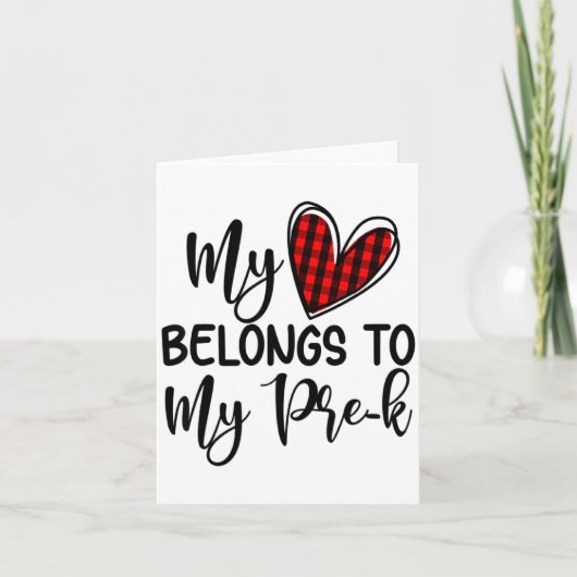 Cute Buffalo Plaid Heart Valentines Day For Pre K  カード (正面)