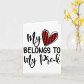 Cute Buffalo Plaid Heart Valentines Day For Pre K  カード (黄色い花)