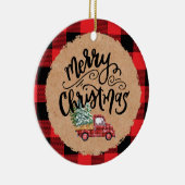 Cute Buffalo Plaid Truck Christmas Ornament セラミックオーナメント (右)