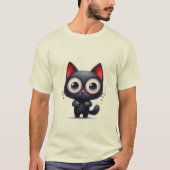 Cute Bug-Eyed Black Kitten Surprise ✨🐾🖤 Tシャツ (正面)