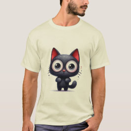 Cute Bug-Eyed Black Kitten Surprise ✨🐾🖤 Tシャツ