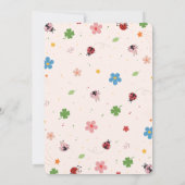 Cute Bug Ladybug Baby Girl 1st Birthday Party 招待状 (裏面)