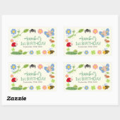 Cute Bug Ladybug Buttefly Kids 1st Birthday  長方形シール (シート)
