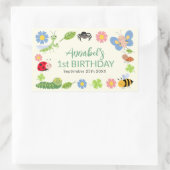 Cute Bug Ladybug Buttefly Kids 1st Birthday  長方形シール (バッグ)