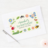 Cute Bug Ladybug Buttefly Kids 1st Birthday  長方形シール (封筒)