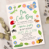 Cute Bug Ladybug Buttefly Kids 1st Birthday Party 招待状
