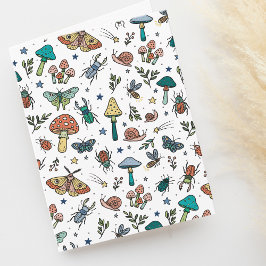 Cute Bugs and Mushrooms Night Forest Pattern Blank カード