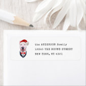 Cute Bull Terrier Christmas Dog Return Address ラベル (インサイチュ)