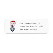 Cute Bull Terrier Christmas Dog Return Address ラベル (正面)