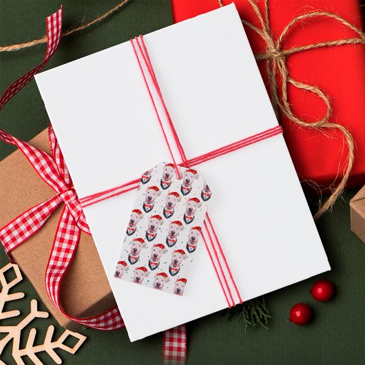 Cute Bull Terrier Dog Christmas Pattern ギフトタグ