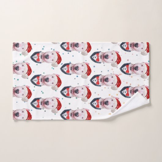 Cute Bull Terrier Dog Christmas Pattern ハンドタオル (ハンドタオル)