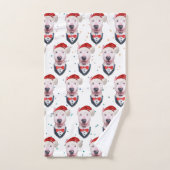Cute Bull Terrier Dog Christmas Pattern ハンドタオル (ハンドタオル)