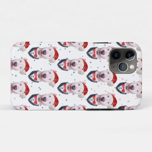 Cute Bull Terrier Dog Christmas Pattern Case-Mate iPhoneケース (裏面(横))